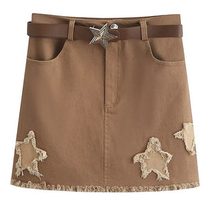 Star Patch Aesthetic Mini Skirt