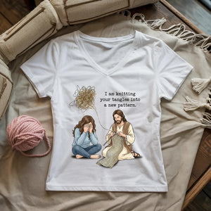 God Knitting Tangles Lady V-neck