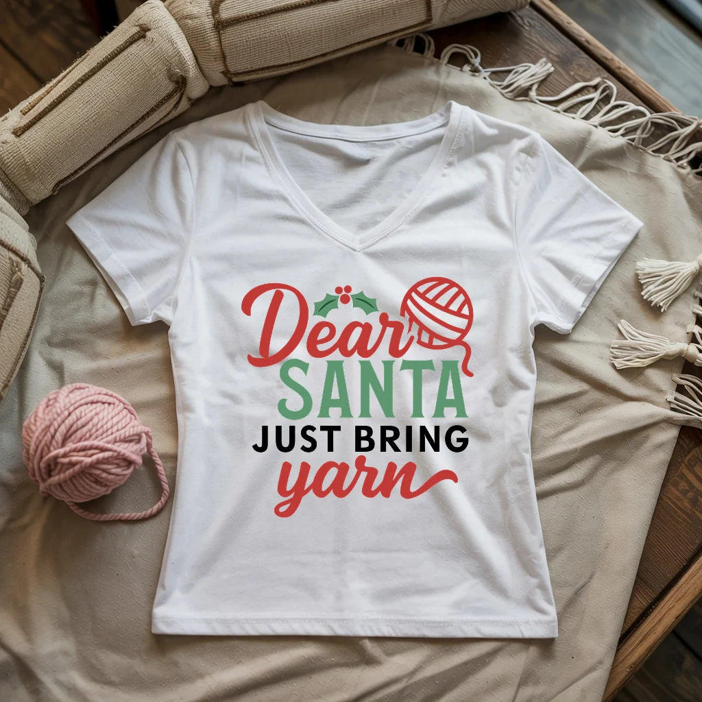 Santa Bring Yarn Lady V-neck