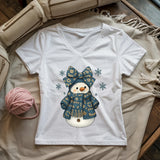 Snowman Crocheter Lady V-neck