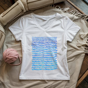 Watercolor knitting pattern Lady V-neck