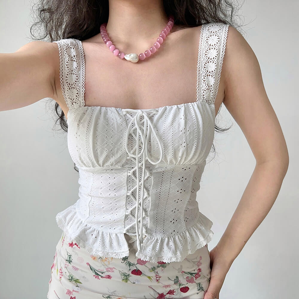 Flirty Babe Lace Up Corset Top
