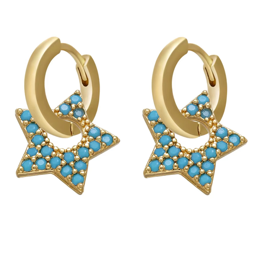 Y2K Star Drop Hoops Earrings
