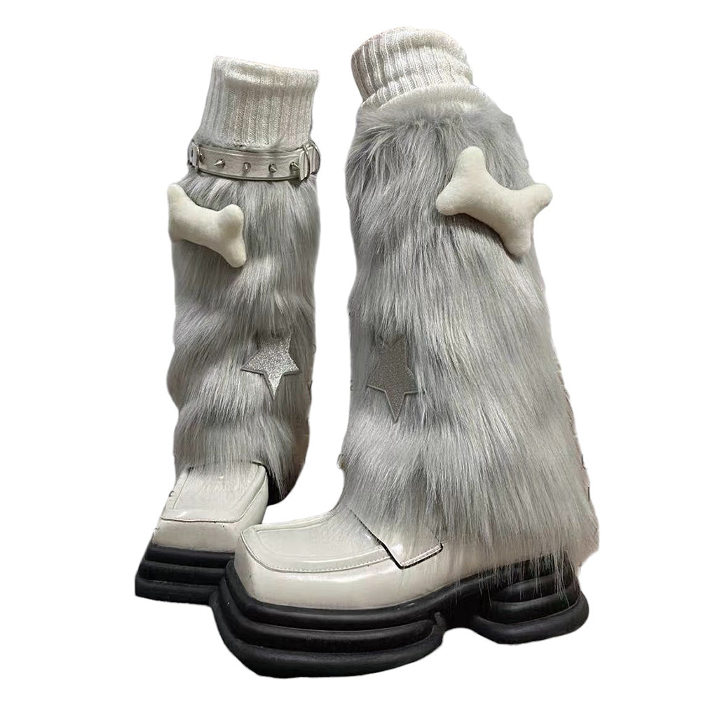 Y2K Star Fuzzy Leg Warmers