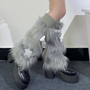 Y2K Star Fuzzy Leg Warmers